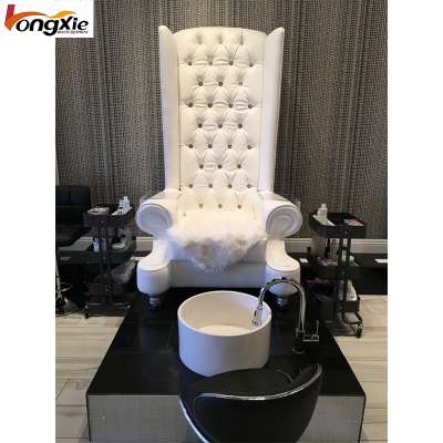 Wholesale Nail Salon Beauty Luxury High Back Throne White Massage Spa Pipeless Foot Basin Manicure Pedicure